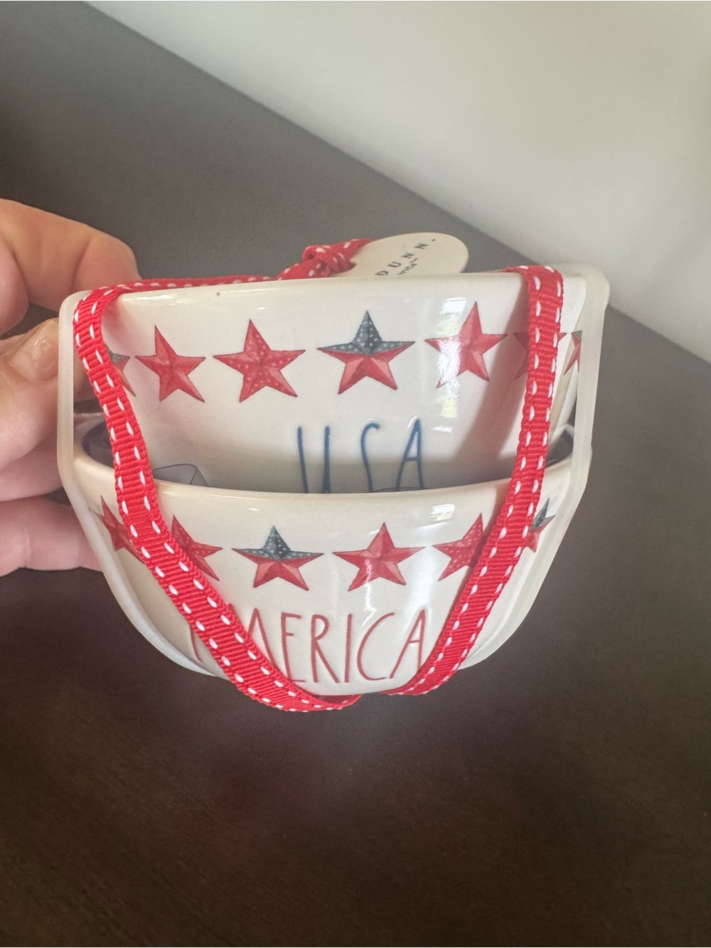RAE DUNN PATRIOTIC CERAMIC USA & AMERICA SIDE SERVING BOWLS